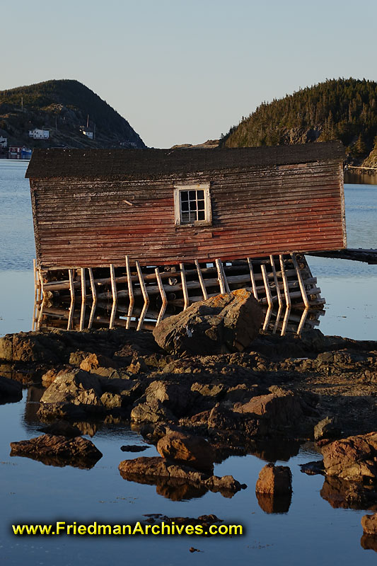 fishing,twillingate,newfoundland,canada,village,boat,boathouse,boat house,pillars,water,good light,